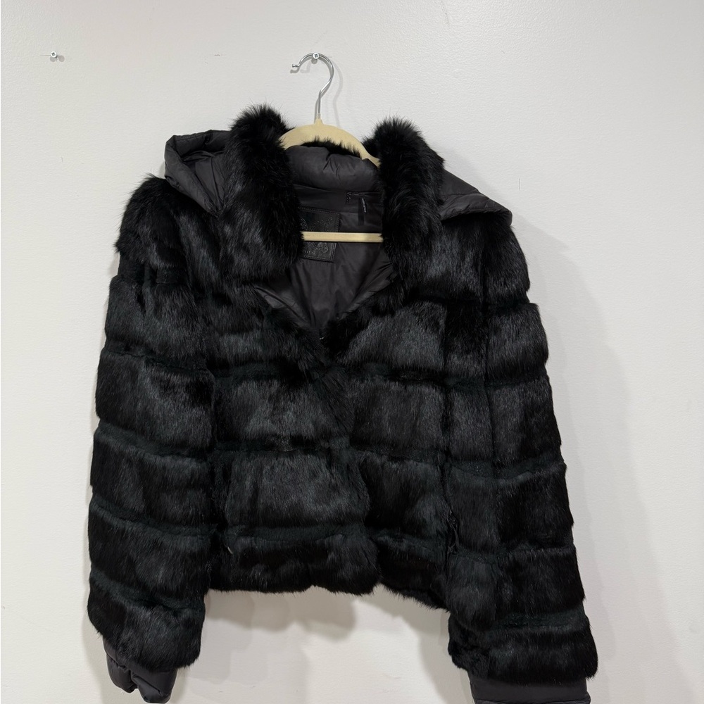 DAWN LEVY Women's Black Fur Jacket